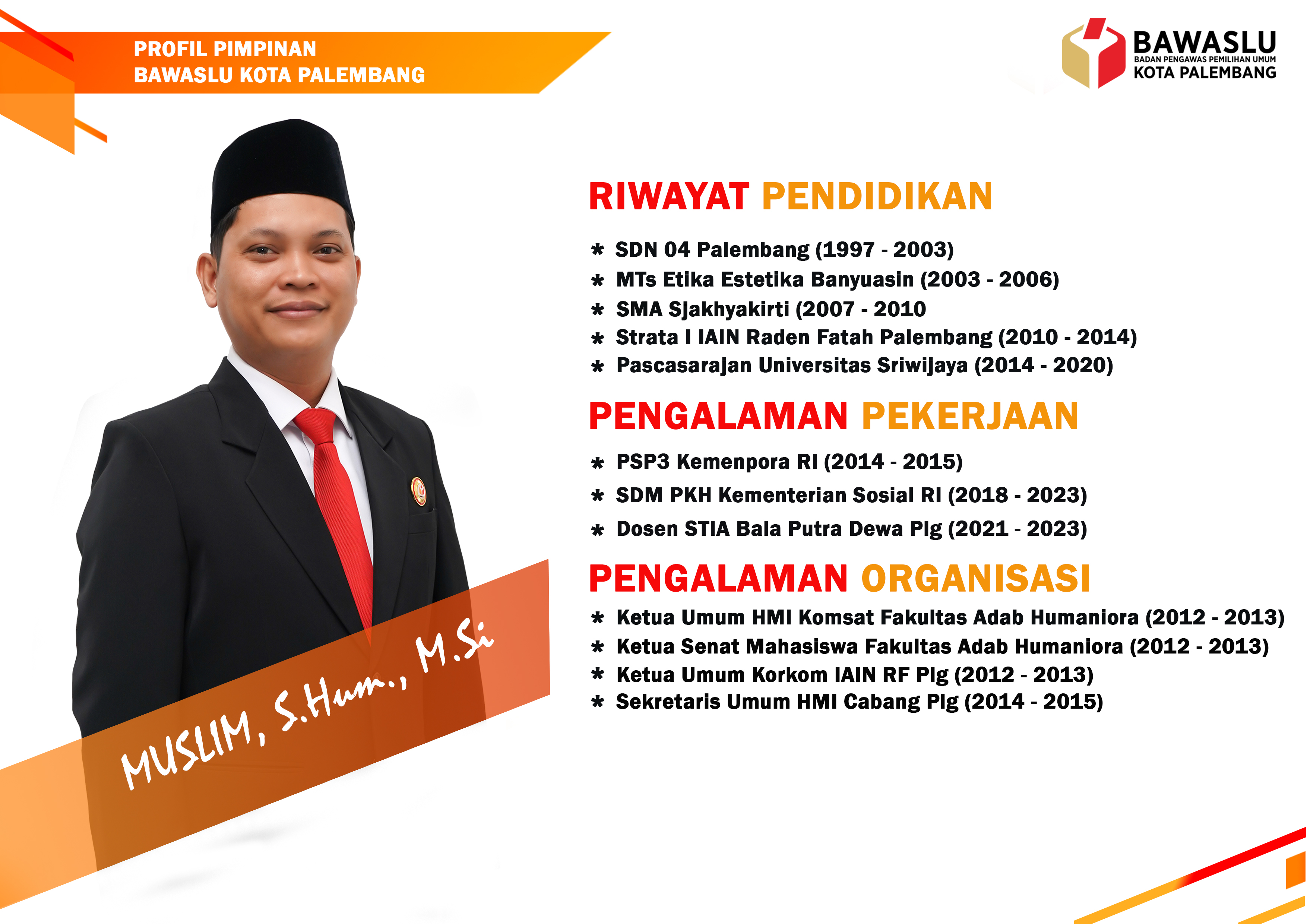 Profil Anggota Bawaslu Kota Palembang 2023-2028 Khairil Anwar Simatupang Divisi SDM, Organisasi, dan Diklat