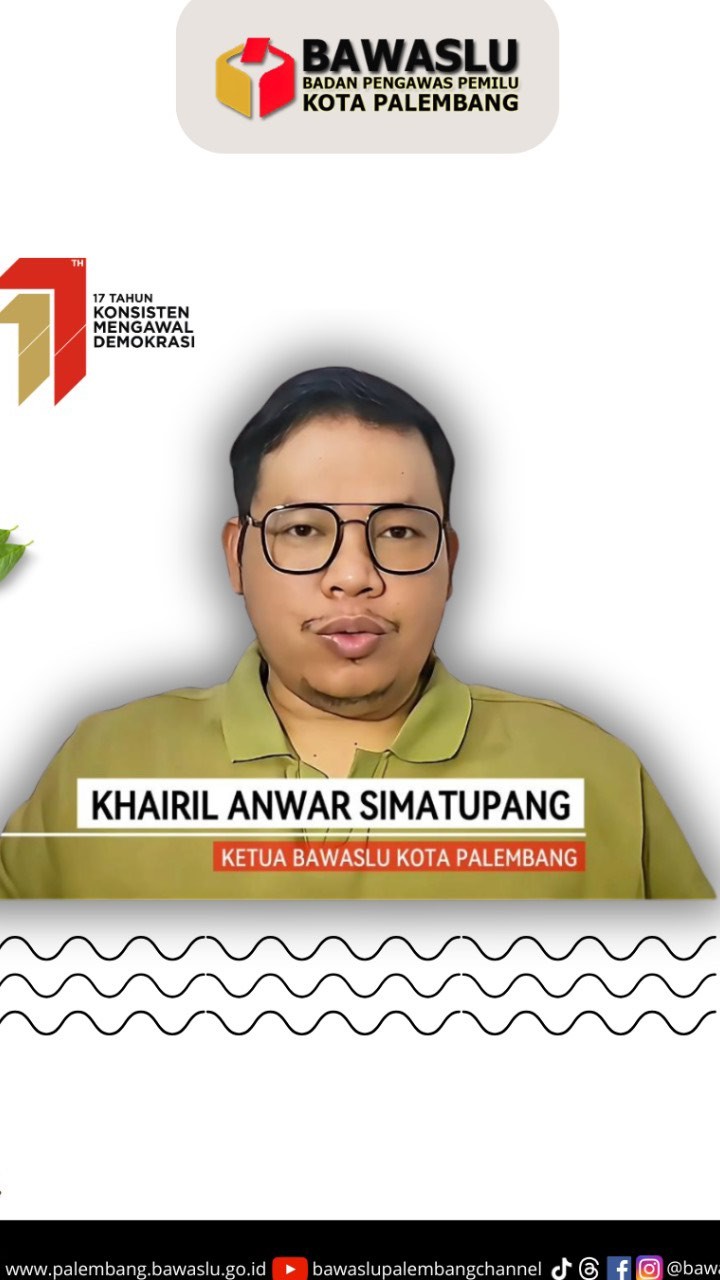 Ketua Bawaslu Kota Palembang, Khairil Anwar Simatupang, menyampaikan pernyataan resmi dalam rangka peringatan HUT ke-17 Bawaslu RI, Jumat (11/7/2025). Pernyataan tersebut menjadi bagian dari refleksi kelembagaan untuk memperkuat strategi pengawasan dan komunikasi publik di masa nontahapan.