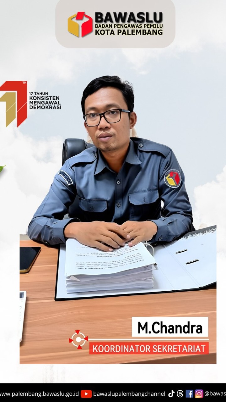 Koordinator Sekretariat Bawaslu Kota Palembang, M. Chandra, dalam sesi wawancara internal terkait penguatan peran kehumasan kelembagaan di masa pascapemilu, Kamis (10/4/2025).