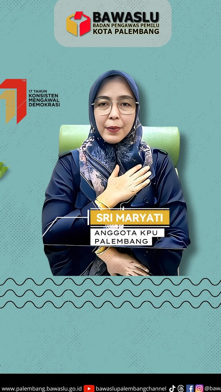 Sri Maryati, Anggota KPU Kota Palembang, turut menyampaikan dukungan moril dalam rangkaian peringatan Hari Ulang Tahun ke-17 Bawaslu RI. Apresiasi ini menegaskan pentingnya sinergi antarlembaga dalam menjaga integritas pemilu di tingkat kota.