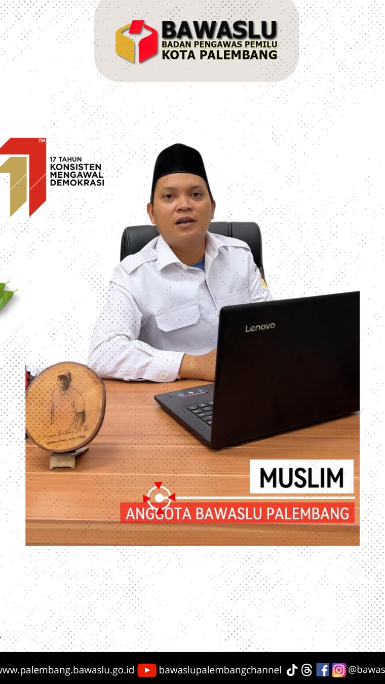 Anggota Bawaslu Kota Palembang, Muslim, menyampaikan refleksi kelembagaan dalam rangka peringatan HUT ke-17 Bawaslu RI, Jumat (11/7/2025). Sebagai Koordinator Divisi P2H, ia menekankan pentingnya kesinambungan komunikasi publik kelembagaan di masa nontahapan.