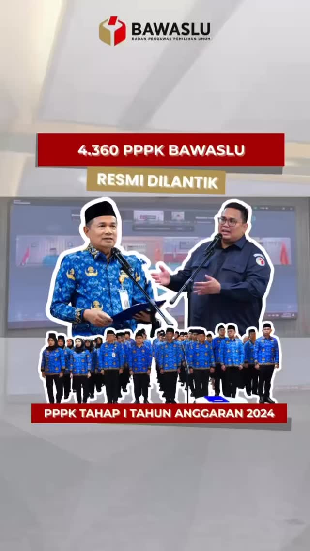 Prosesi pelantikan PPPK Bawaslu Tahun Anggaran 2024 Tahap I oleh Sekretaris Jenderal Bawaslu RI, Ichsan Fuady, yang diikuti secara daring oleh jajaran Bawaslu Kota Palembang, Selasa (1/7). 