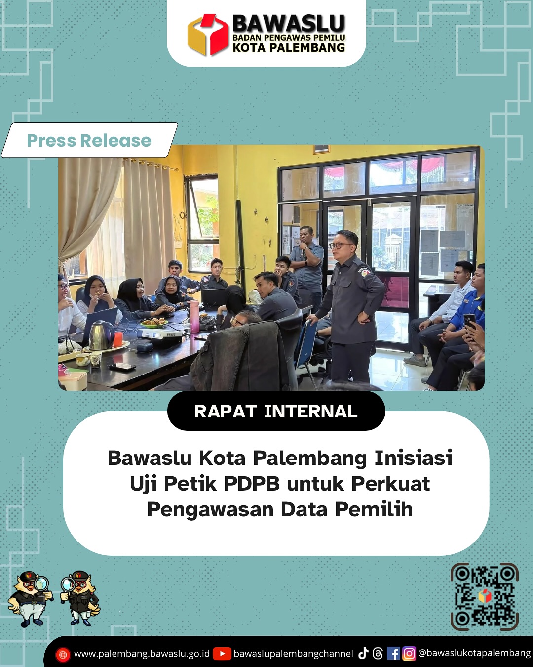 Bawaslu Kota Palembang Inisiasi Uji Petik PDPB untuk Perkuat Pengawasan Data Pemilih