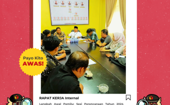 Pimpinan Bawaslu menyelenggarakan Agenda Rapat Awal Tahun 2024 Dalam Menyiasati Program Kerja Satu Tahun Kedepan yang Lebih Baik bagi Bawaslu Kota Palembang Jumat (5/11).