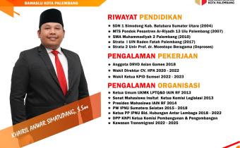 Profil Anggota Bawaslu Kota Palembang 2023-2028 Khairil Anwar Simatupang Divisi SDM, Organisasi, dan Diklat