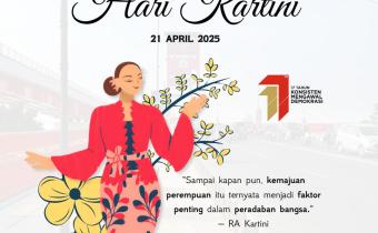 Ilustrasi publikasi Hari Kartini 2025 oleh Bawaslu Kota Palembang, menampilkan sosok perempuan sebagai simbol ketangguhan, dilengkapi kutipan R.A. Kartini dan semangat kesetaraan dalam demokrasi.