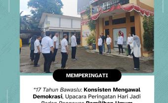 Jajaran pimpinan dan staf sekretariat Bawaslu Kota Palembang mengikuti upacara peringatan Hari Ulang Tahun ke-17 Bawaslu Republik Indonesia di halaman Kantor Bawaslu Kota Palembang, Selasa (9/4/2025). Kegiatan ini merupakan bagian dari penguatan internal kelembagaan di masa nontahapan pasca-Pemilihan Serentak 2024.