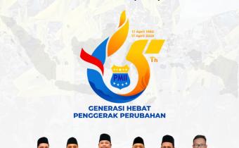 Visual peringatan Hari Lahir ke-65 PMII, ditandai dengan pesan apresiasi terhadap semangat kepemudaan dari jajaran pimpinan Bawaslu Kota Palembang.