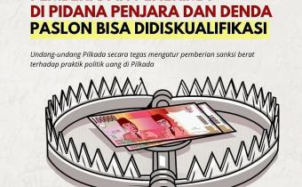 Cuplikan konten edukatif dari Bawaslu Kota Palembang yang mengangkat ajakan menolak politik uang, lengkap dengan dasar hukum dan narasi visual yang komunikatif.