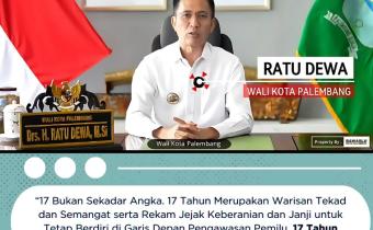 Wali Kota Palembang, Ratu Dewa, menyampaikan apresiasi atas konsistensi Bawaslu dalam menjaga demokrasi dalam peringatan HUT ke-17 Bawaslu RI, Jumat (11/7/2025). Ia menyebut Bawaslu sebagai simbol keberanian dan komitmen pengawasan pemilu yang adil dan bermartabat.