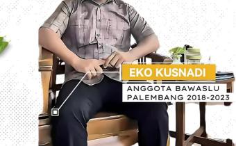 Eko Kusnadi, Anggota Bawaslu Kota Palembang periode 2018–2023, tampil dalam visual reflektif peringatan HUT ke-17 Bawaslu RI. Keberadaannya merepresentasikan kesinambungan nilai pengawasan lintas waktu.