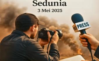Visual memperingati Hari Kebebasan Pers Sedunia 2025, menampilkan seorang jurnalis dengan kamera dan mikrofon, simbol pentingnya kebebasan pers dalam menjaga nilai-nilai demokrasi yang lebih baik.