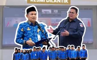 Prosesi pelantikan PPPK Bawaslu Tahun Anggaran 2024 Tahap I oleh Sekretaris Jenderal Bawaslu RI, Ichsan Fuady, yang diikuti secara daring oleh jajaran Bawaslu Kota Palembang, Selasa (1/7). 
