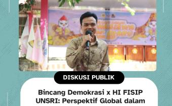 Zainal Prima Putra, Pranata Humas Ahli Pertama Bawaslu Kota Palembang, menyampaikan materi pada Kuliah Umum “Perspektif Global dalam Kerja Kepemiluan” di FISIP UNSRI, Jumat (15/8/2025).
