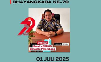 Koordinator Divisi SDMOD Bawaslu Kota Palembang, Yusnar, menyampaikan pesan kelembagaan dalam rangka HUT Bhayangkara ke-79, Selasa (1/7).